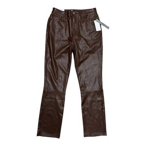 Tinseltown Brown Hi-Rise Faux Leather Mom Jeans Size 28 NWT